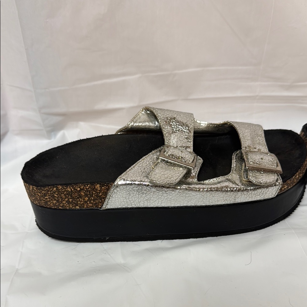Silver Platform Slide Sandals - image 2